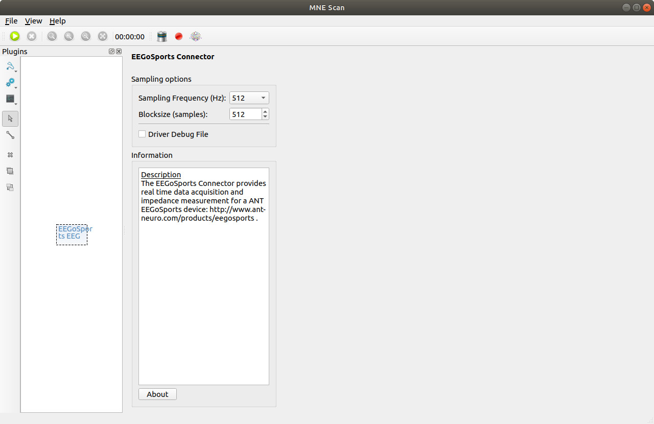 GUI of the EEGoSports EEG plugin
