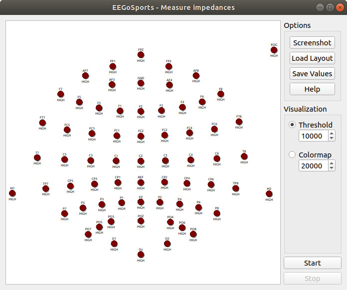 GUI of the EEGoSports EEG plugin