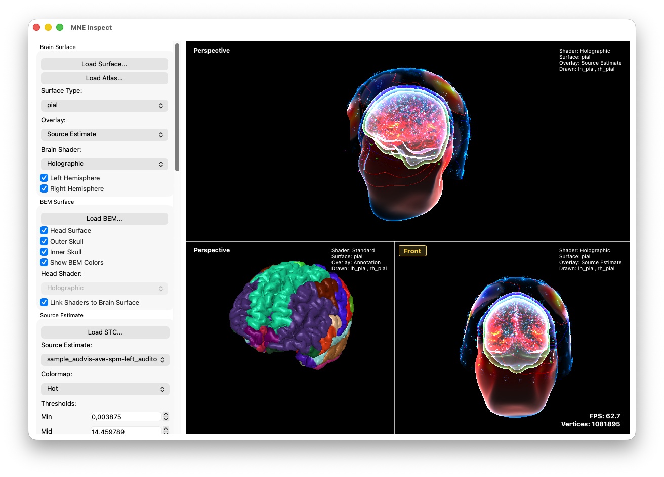 MNE Inspect – 3D brain visualization