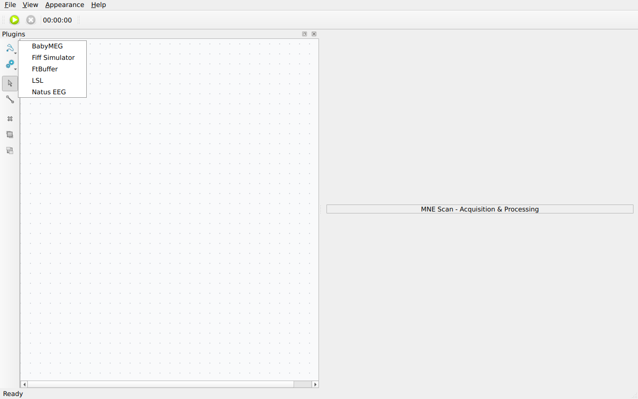 Plugin toolbar with the Sensor Plugins menu open; the second button lists the Algorithm Plugins
