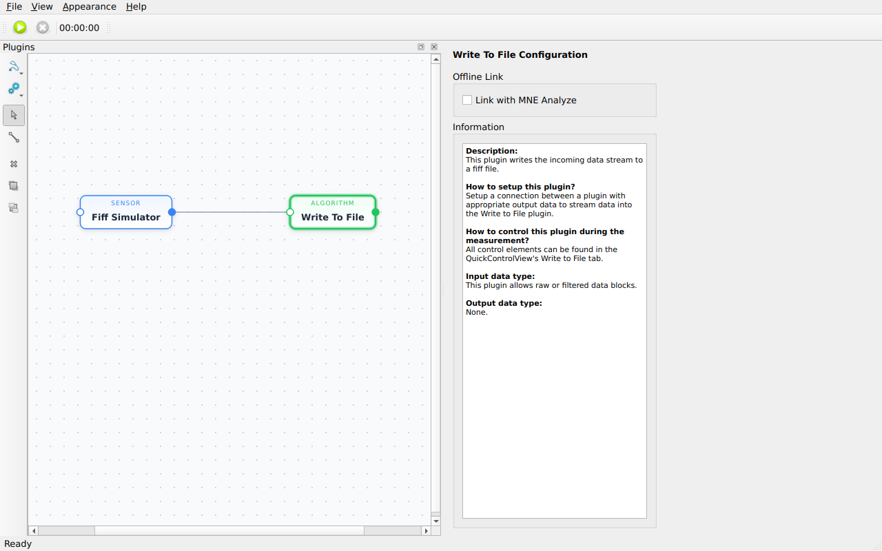 Write To File selected in the pipeline, with its configuration panel on the right